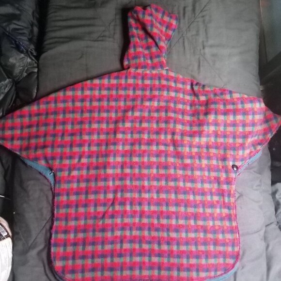Vintage Pioneer Wear Reversible Sleeveless Poncho Jacket Hood Wool - Picture 7 of 8